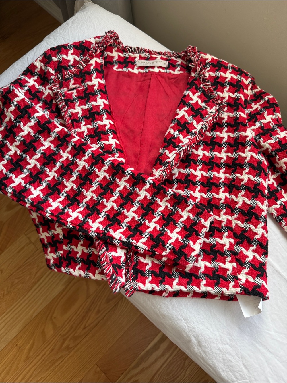 Rinascimento Red, Black & White Textured Houndstooth Top - Picture 5 of 9